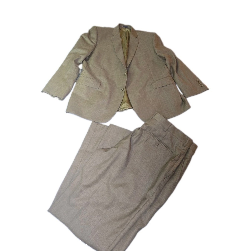Stafford Tailored Culture Mens Suit Brown Wool Blend 2 Button Jacket Pants Combo